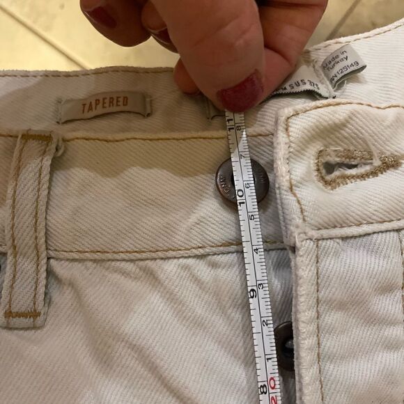 Topman tapered Light Wash blue side Textured Raw Hem Jeans 32s - Picture 7 of 8